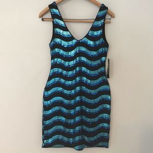 🐿 NWT As U Wish Blue Sequin Coctail Dress